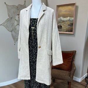 ZARA Brand Linen Blend Oversized Long Blazer